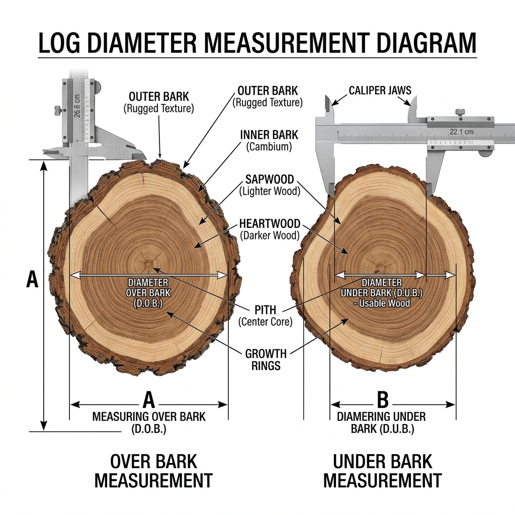 Measuring Log Diameter: Over Bark vs Under Bark Allowance